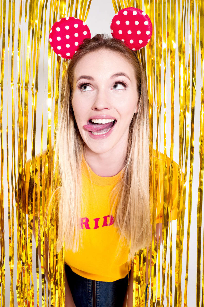 Rideau à franges or de 2,5 m