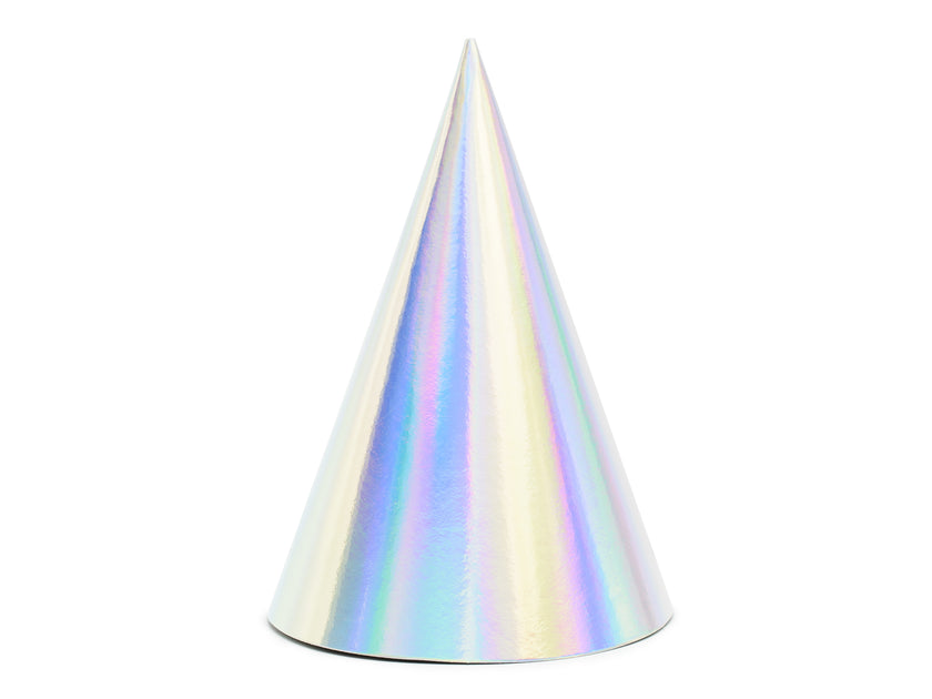 6 chapeaux iridescents en carton - Exotix Holo