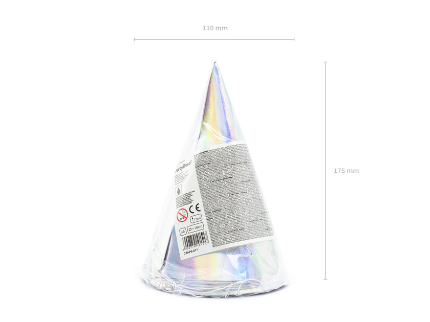 6 chapeaux iridescents en carton - Exotix Holo