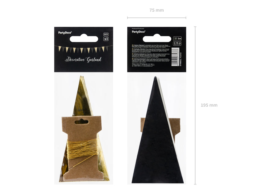Guirlande fanions doré et noir en papier
