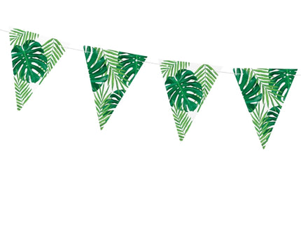 Guirlande fanions motifs feuilles vertes en papier - Aloha
