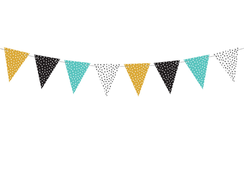 Guirlande fanions multicolores à pois en papier - Dinosaur Party