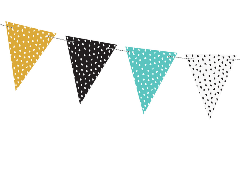 Guirlande fanions multicolores à pois en papier - Dinosaur Party