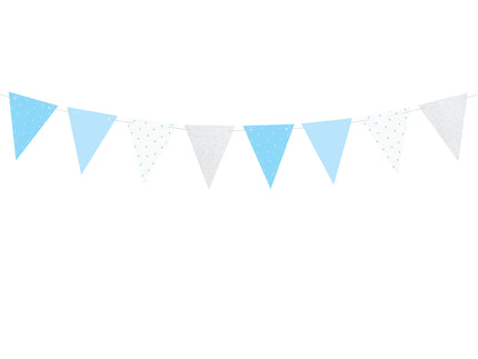 Guirlande fanions motifs à pois bleus en papier - Blue 1st Birthday