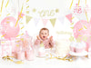 Guirlande fanions motifs à pois roses en papier - Pink 1st Birthday