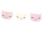 Guirlande têtes de chats rose pastel en papier - Meow Party