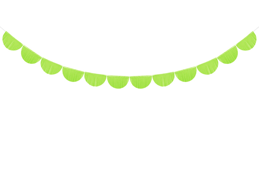 Guirlande demi-cercles verte clair à franges de 20 cm