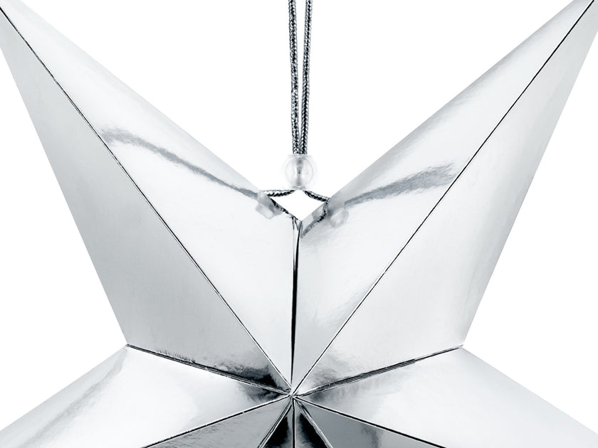 Étoile à suspendre argentée de 45 cm en papier