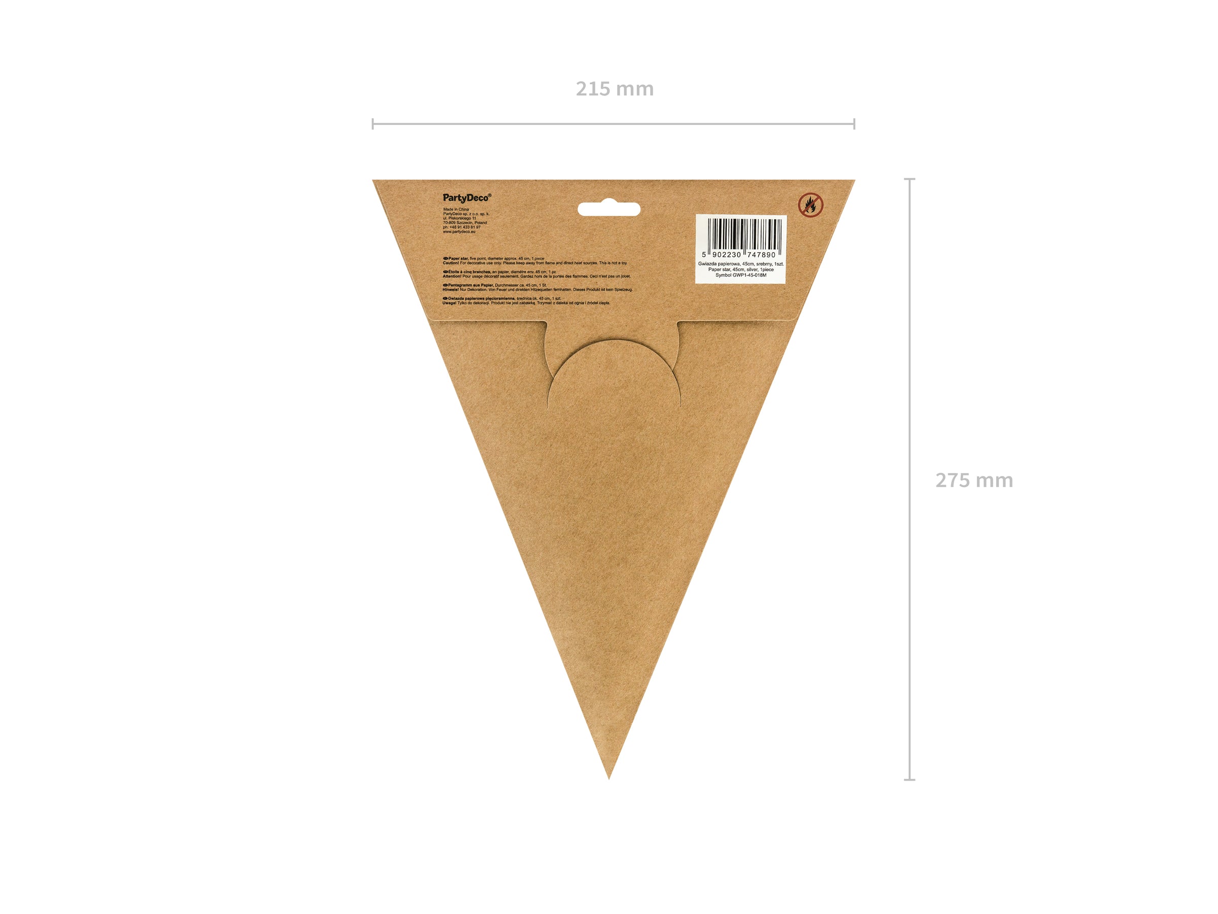 Étoile à suspendre argentée de 45 cm en papier
