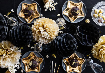 Boule noire de 20 cm en nid d'abeille