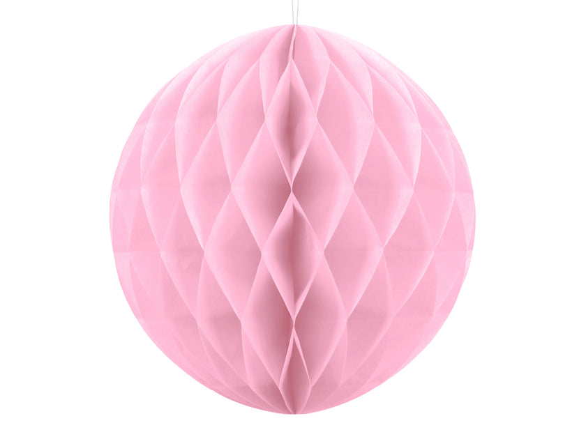 Boule rose pastel de 20 cm en nid d'abeille