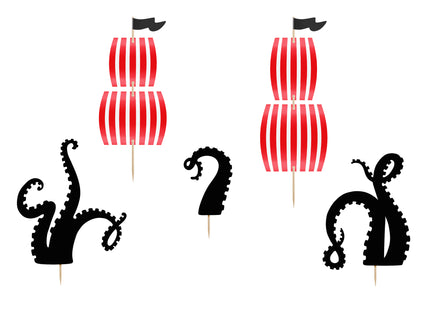 5 figurines pour gâteau bateaux - Pirates Party