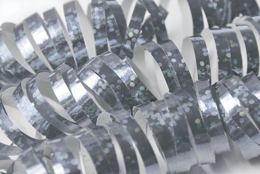 18 serpentins hologramme argent