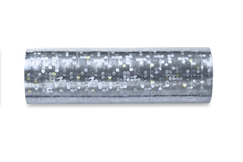 18 serpentins hologramme argent