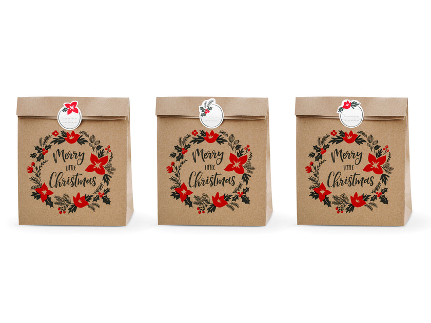 3 sachets cadeaux en papier Kraft 