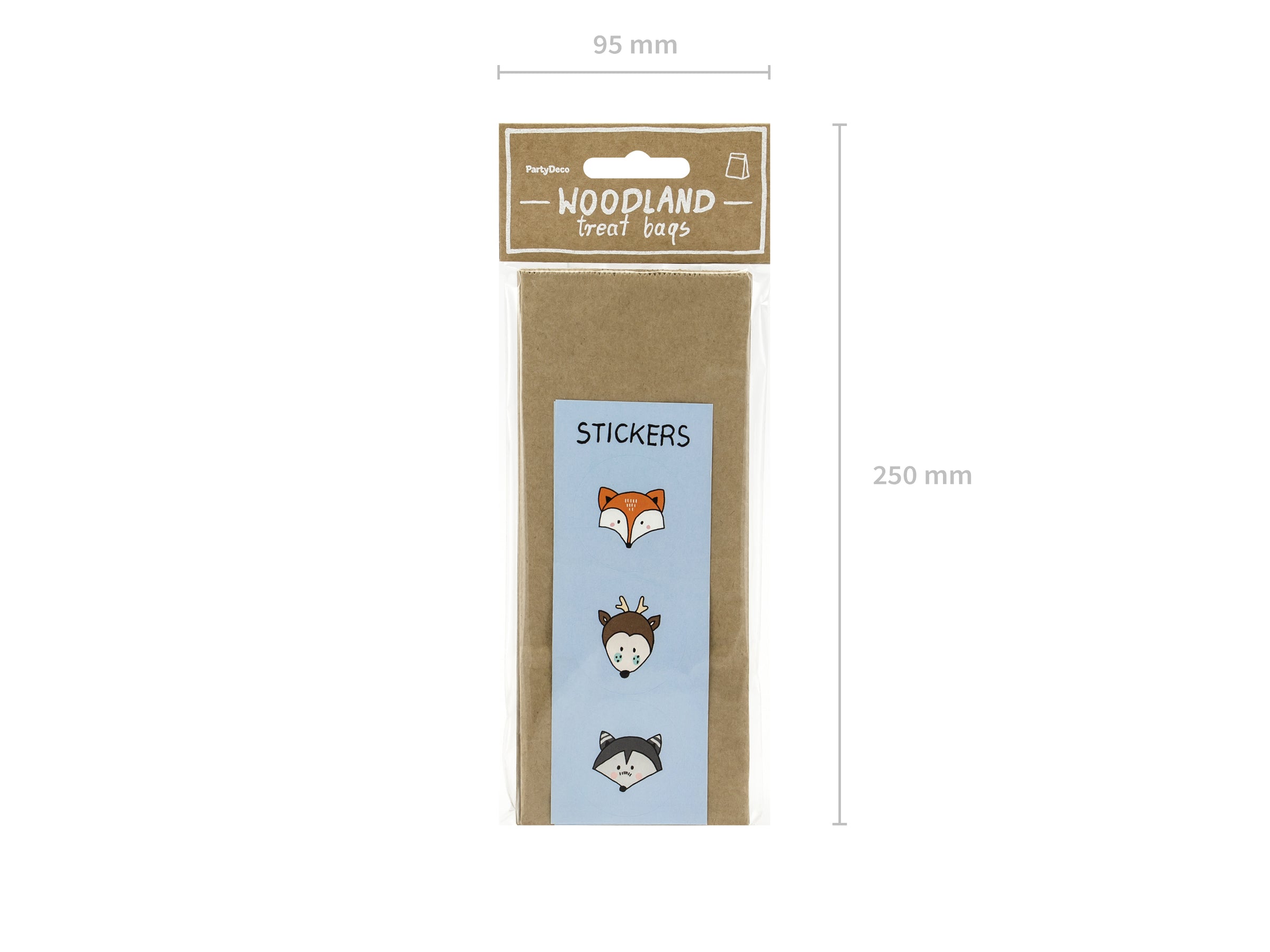 6 sachets en papier Kraft avec stickers - Woodland