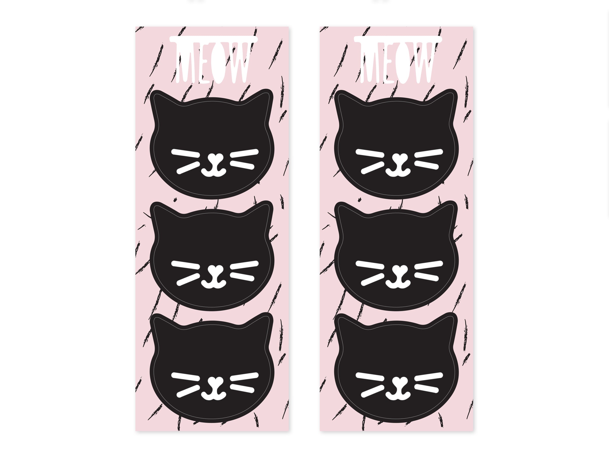 6 sachets roses en papier avec stickers chats - Meow Party