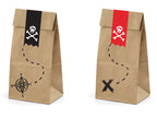 6 sachets pirates en papier Kraft avec stickers pirates - Piratas Party