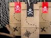 6 sachets pirates en papier Kraft avec stickers pirates - Piratas Party