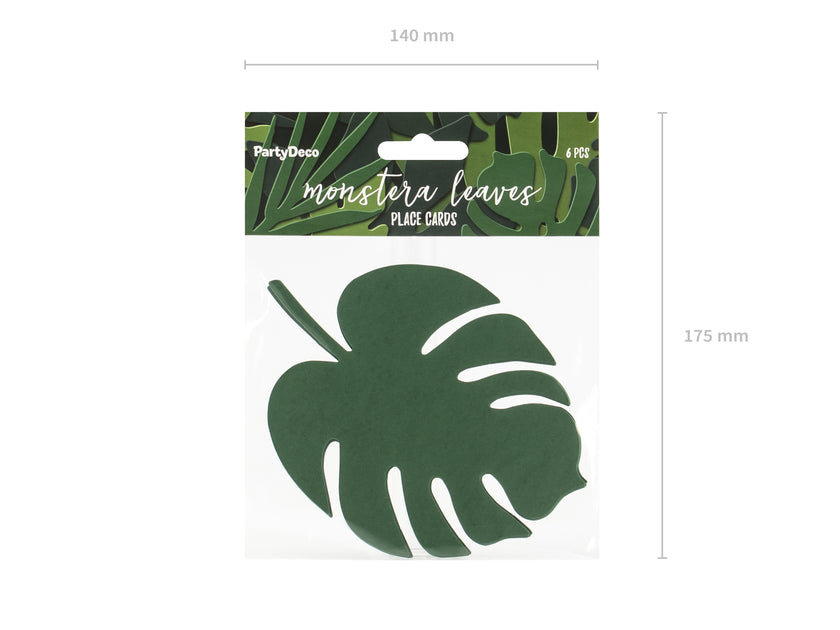 6 étiquettes porte-noms vertes en forme de feuille - Aloha Collection