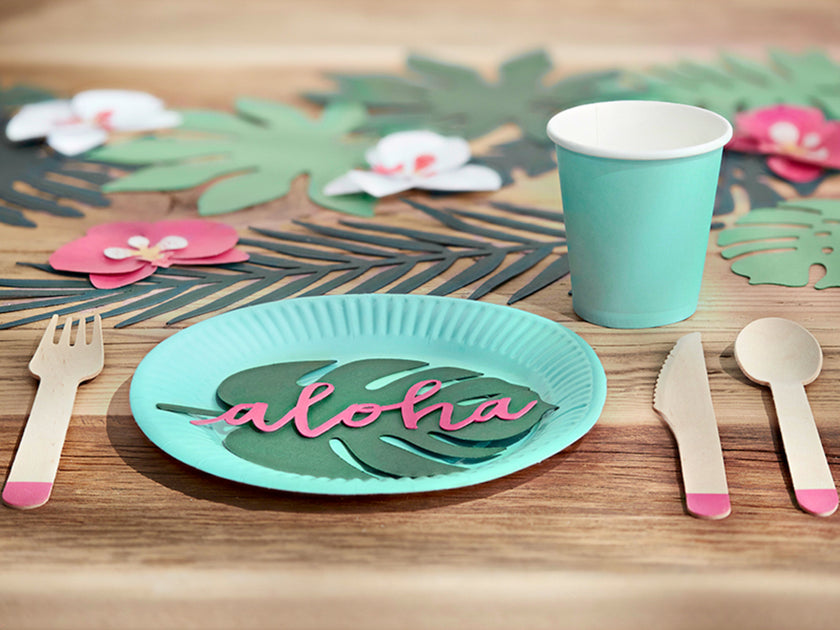 6 étiquettes porte-noms vertes en forme de feuille - Aloha Collection