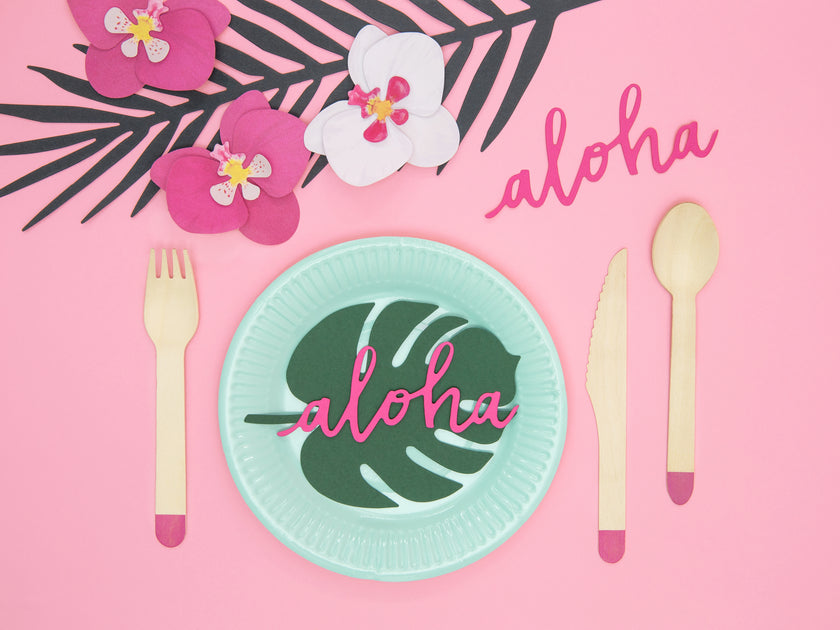 6 étiquettes porte-noms vertes en forme de feuille - Aloha Collection