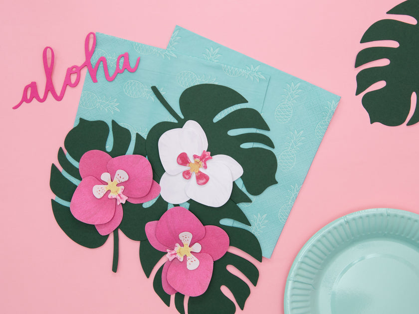 6 étiquettes porte-noms vertes en forme de feuille - Aloha Collection