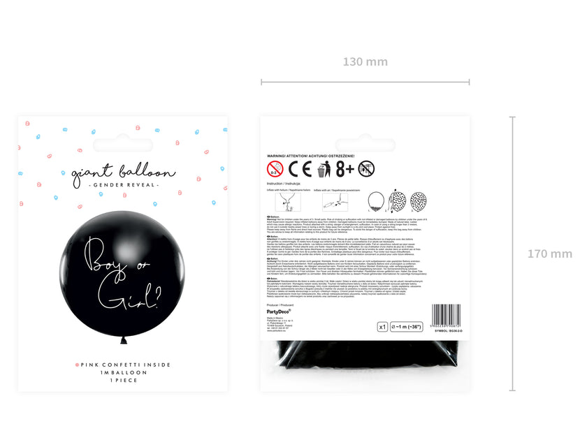 Ballon en latex avec confettis rose 