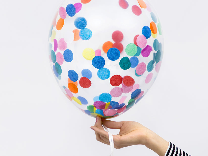 6 ballons en latex avec confettis de couleurs (30 cm)