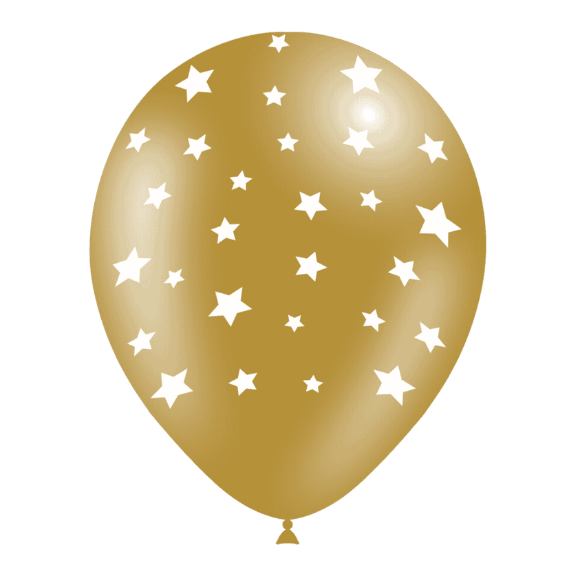8 ballons HG112 OR imprimé TAT étoiles