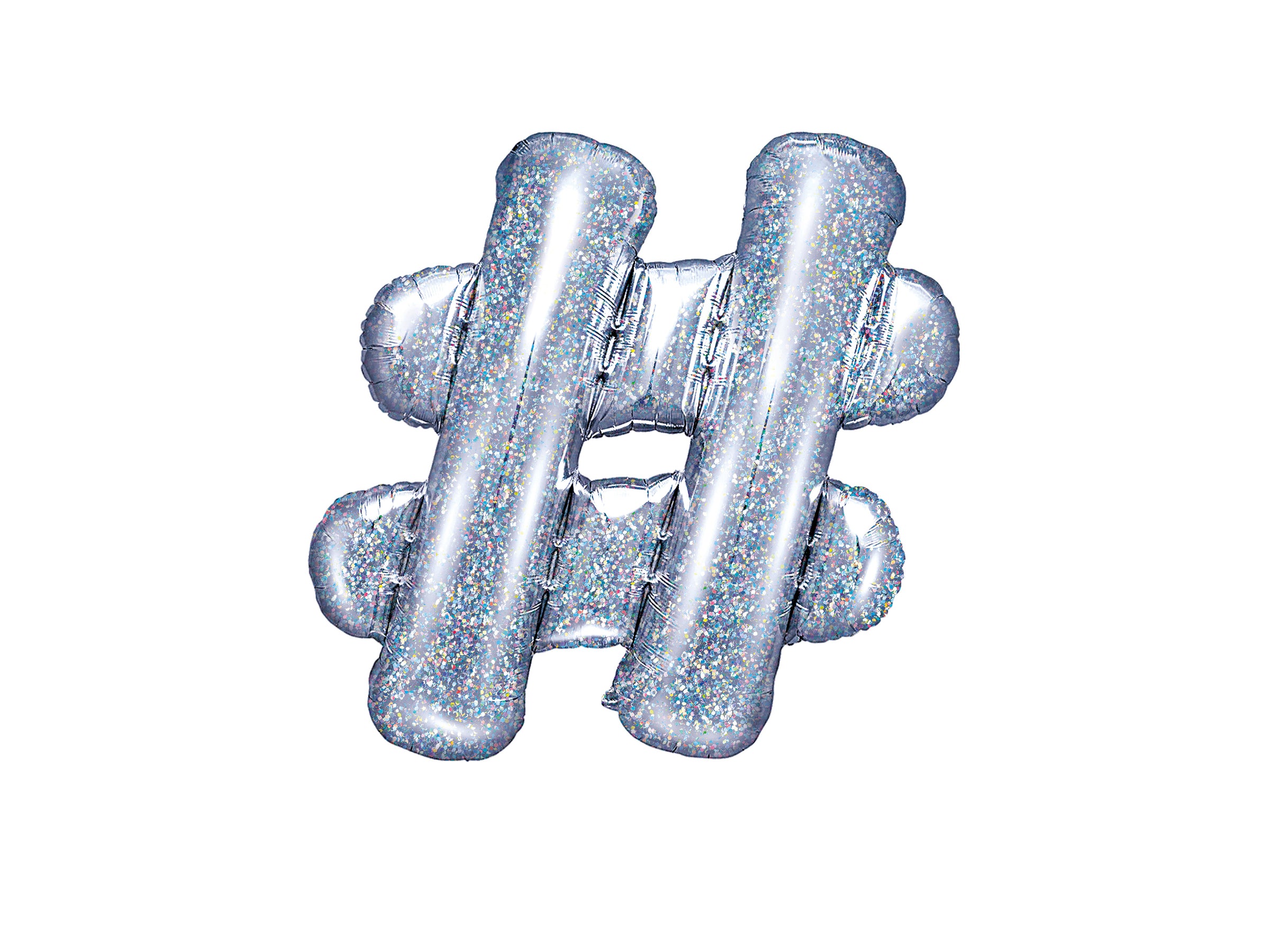 Ballon aluminium hashtag argenté à paillettes