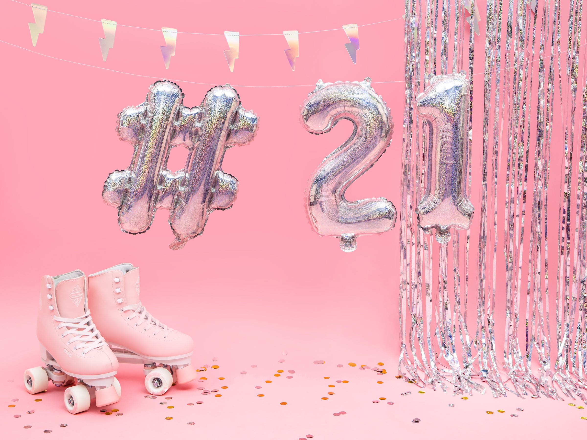 Ballon aluminium hashtag argenté à paillettes