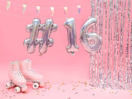 Ballon aluminium hashtag argenté à paillettes