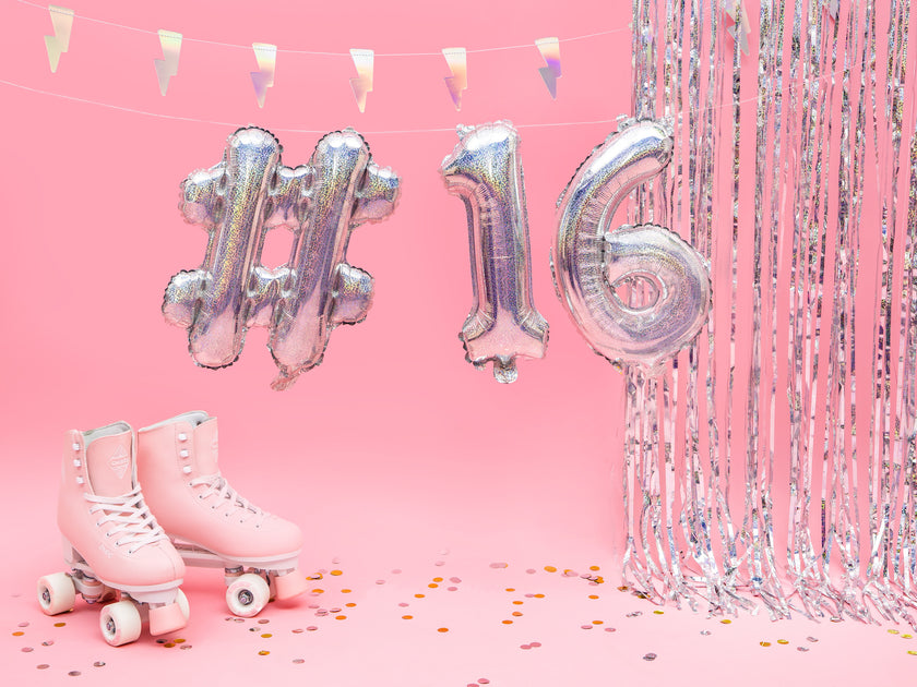 Ballon aluminium hashtag argenté à paillettes