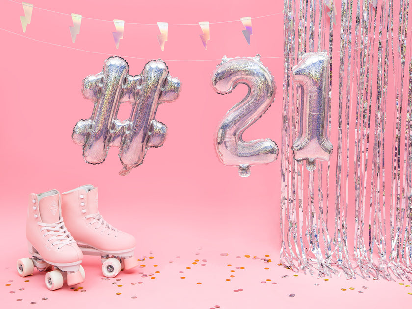 Ballon aluminium hashtag argenté à paillettes