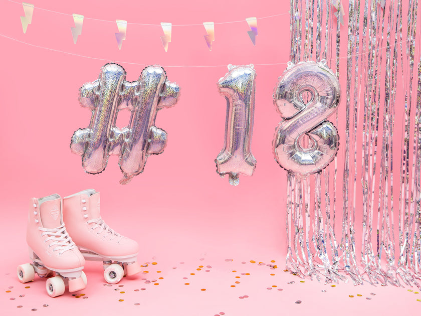 Ballon aluminium hashtag argenté à paillettes