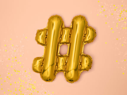 Ballon aluminium hashtag doré