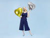 Ballon aluminium en forme de coeur argenté