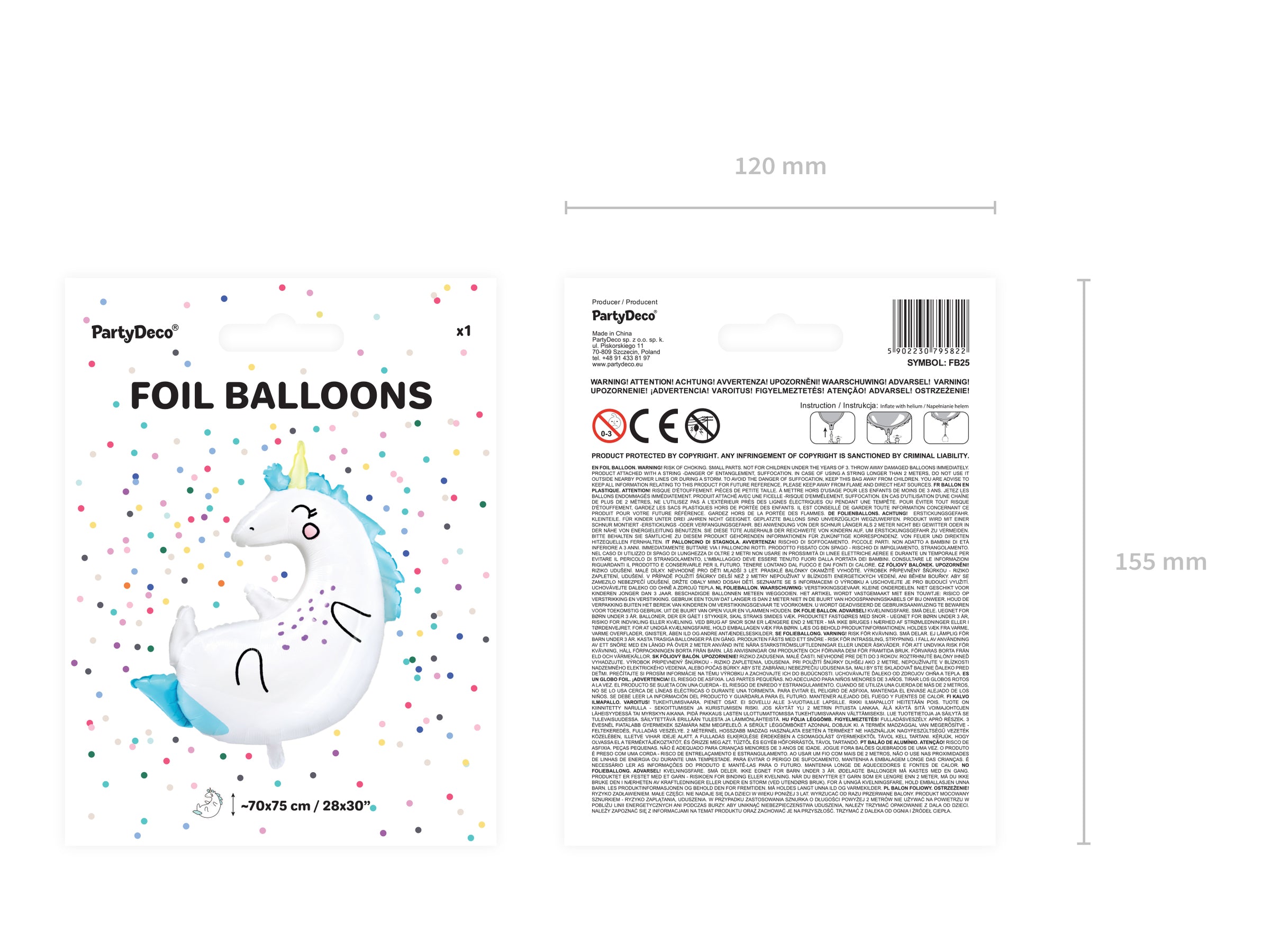 Ballon aluminium licorne (70x75cm) - Unicorn Collection