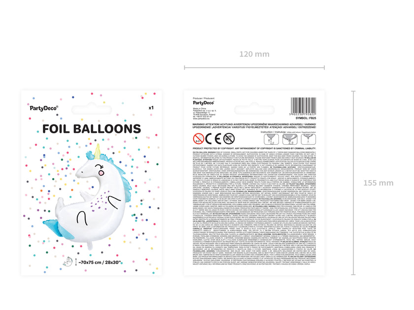 Ballon aluminium licorne (70x75cm) - Unicorn Collection