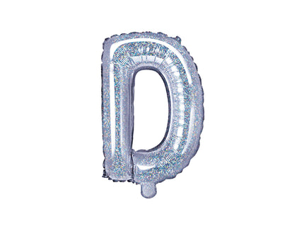 Ballon aluminium lettre D argenté à paillettes