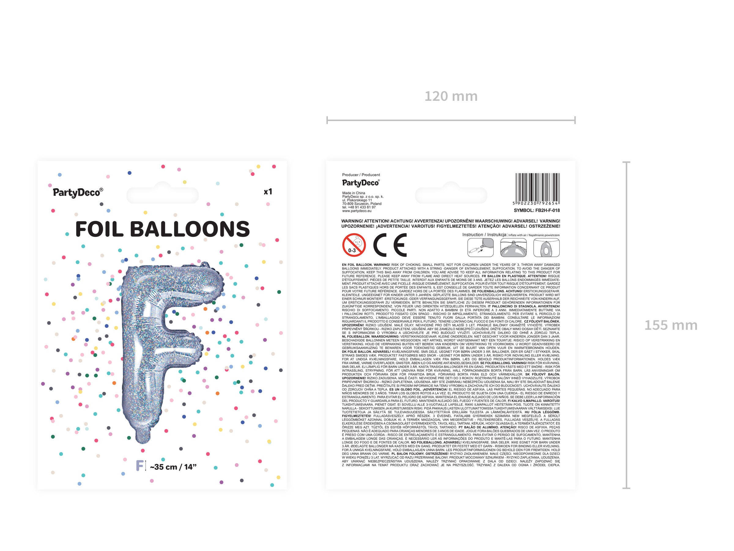Ballon aluminium lettre F argenté à paillettes