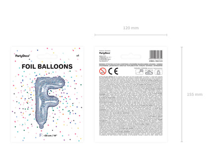 Ballon aluminium lettre F argenté à paillettes
