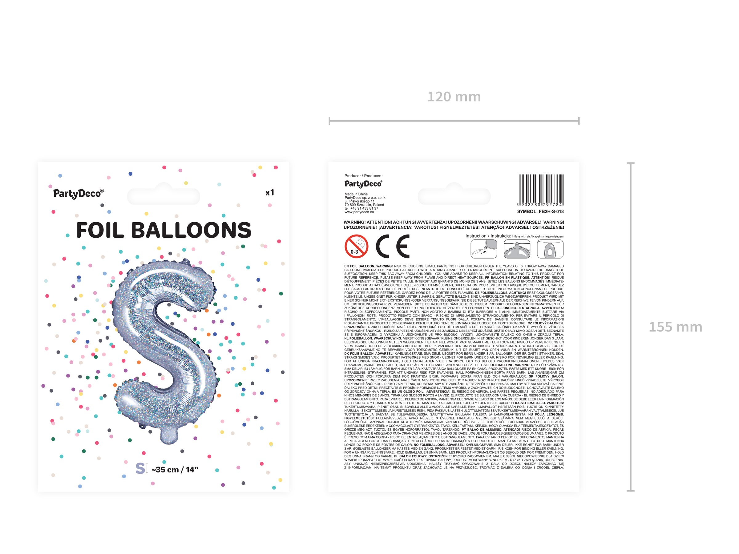 Ballon aluminium lettre S argenté à paillettes