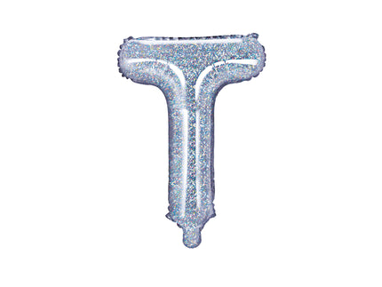 Ballon aluminium lettre T argenté à paillettes