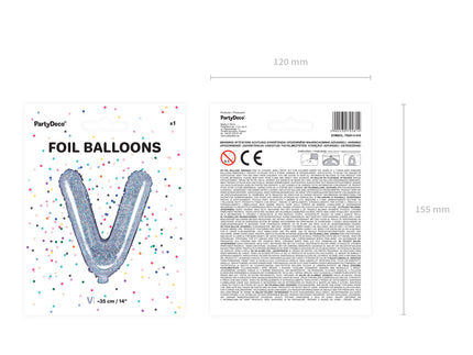 Ballon aluminium lettre V argenté à paillettes