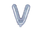 Ballon aluminium lettre V argenté à paillettes