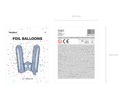 Ballon aluminium lettre W argenté à paillettes