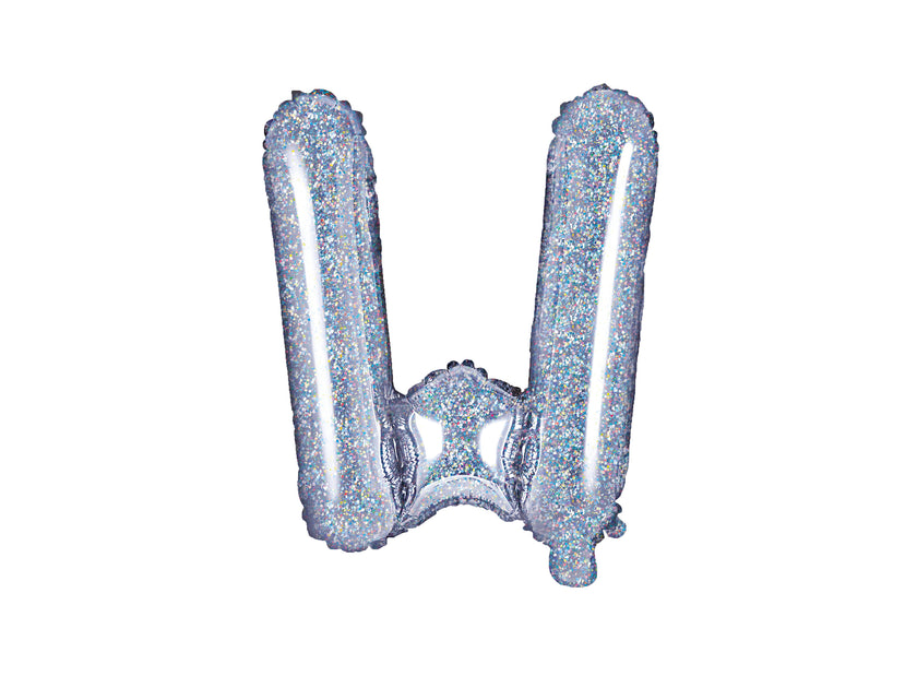 Ballon aluminium lettre W argenté à paillettes