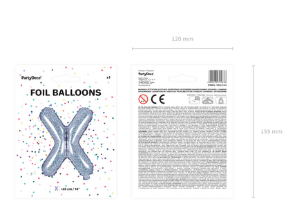 Ballon aluminium lettre X argenté à paillettes